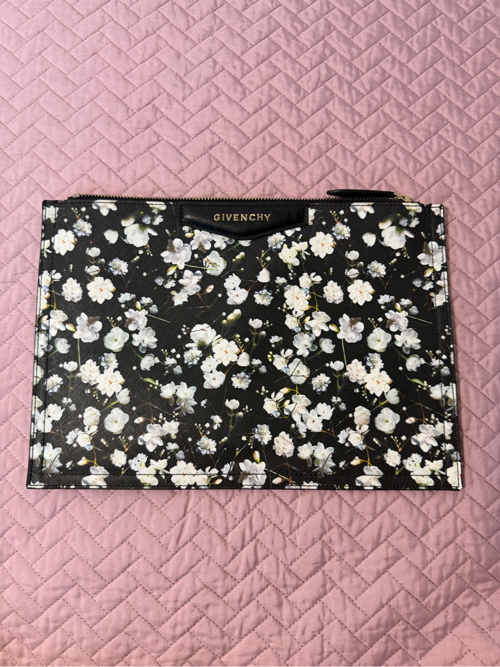 Preowned Givenchy Black Floral Clutch